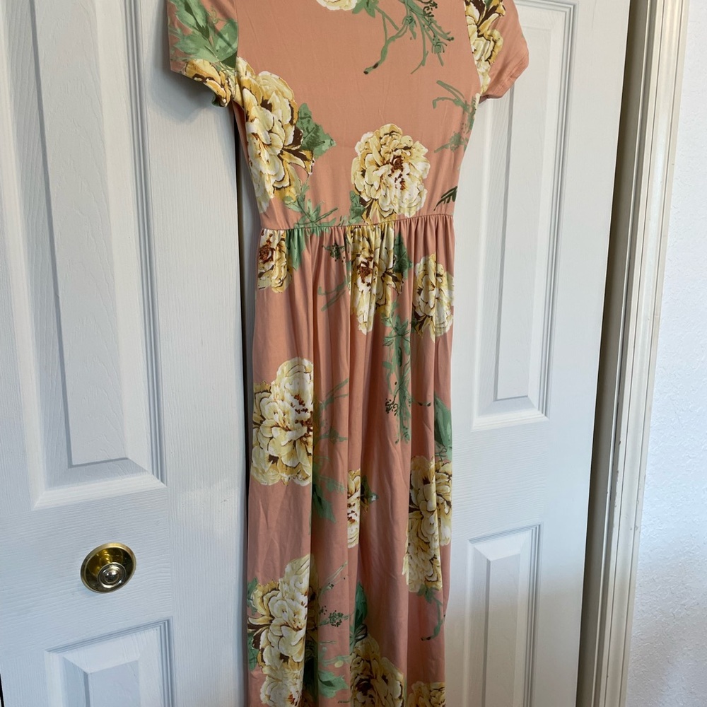 Reborn Maxi Dress in Peach and Yellow Floral